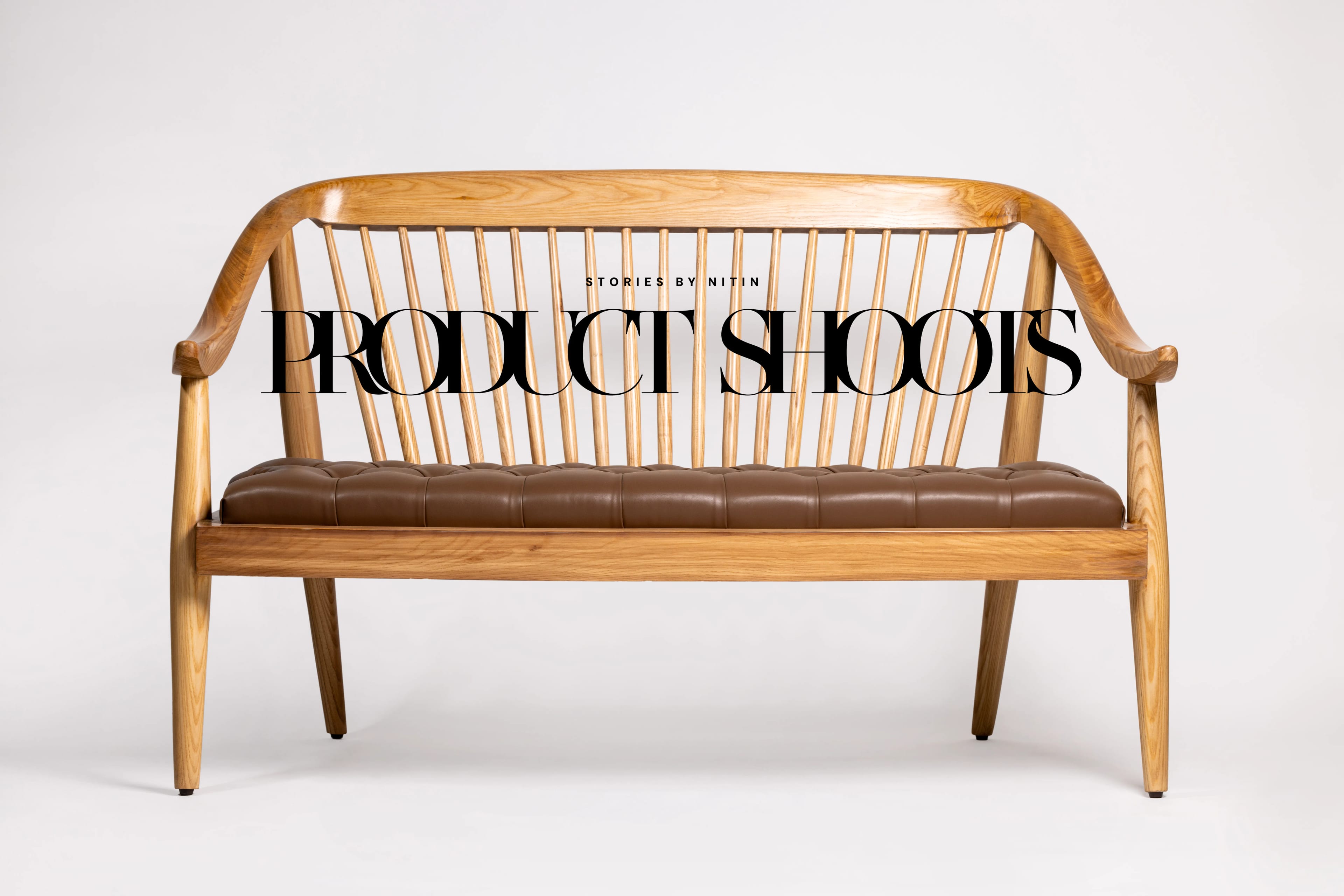 Product campaign styled on a wooden chair